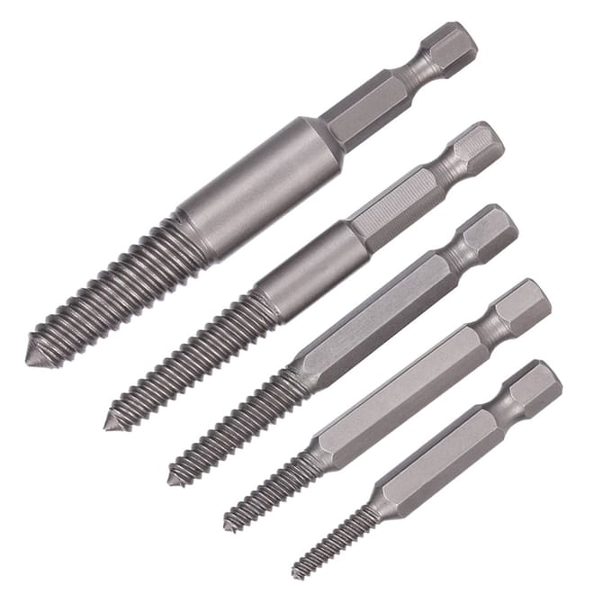 5 pièces Extracteur de vis cassées Queue hexagonale Dents fines Outil de retrait de boulons endommagés Kit Easy Out