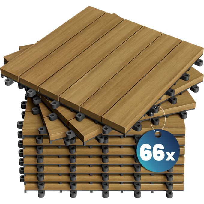 Casaria Vlondertegel – 66 Stuks 6m² – Eucalyptus – 30x30cm – Kliksysteem