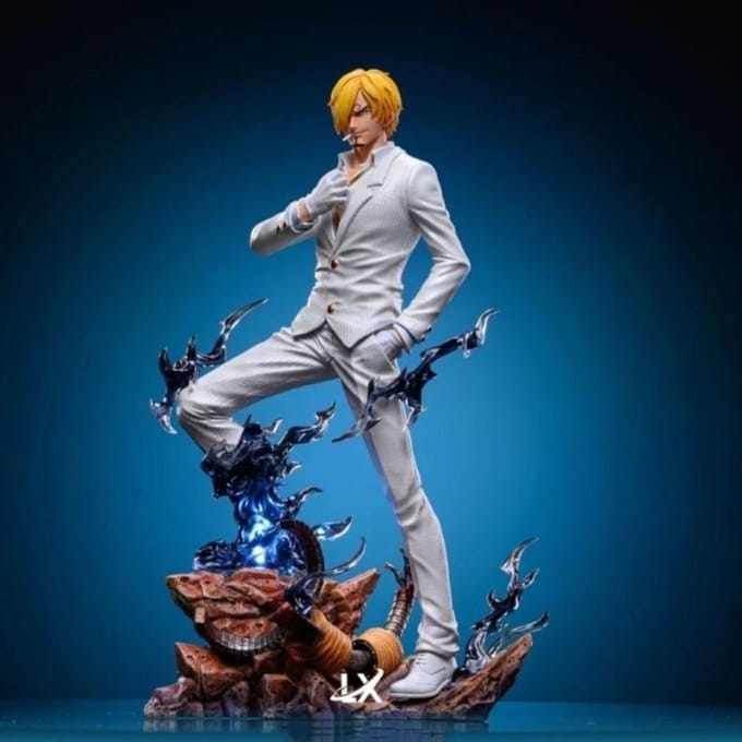 One Piece Sanji Dubbele Vleugels Anime Figuur met 2 Hoofden GK Standbeeld Model Speelgoed 25cm