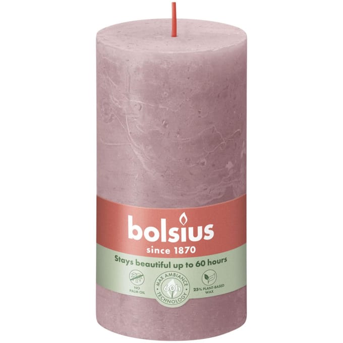 Bolsius Stompkaars Ash Rose Ø68 mm - Hoogte 13 cm - Grijs/Roze - 60 Branduren