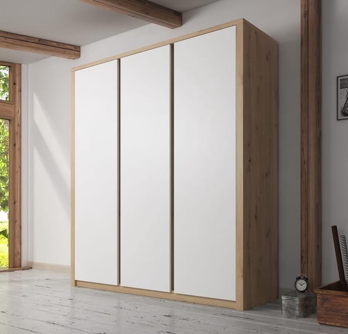 Meubella - Kledingkast Melody - Wit - Eiken - 166 cm