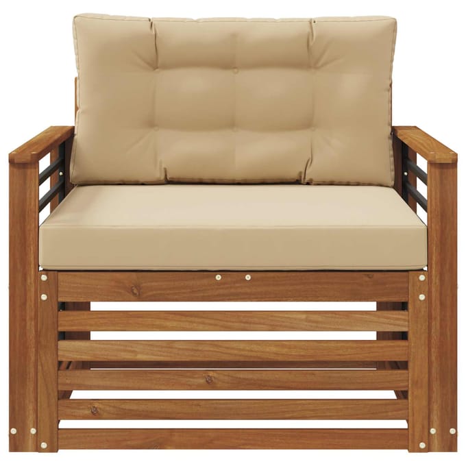 vidaXL - Buitensofa - Massief - Acacia - Hout - en - Polyester - Natuurlijk - en - Beige
