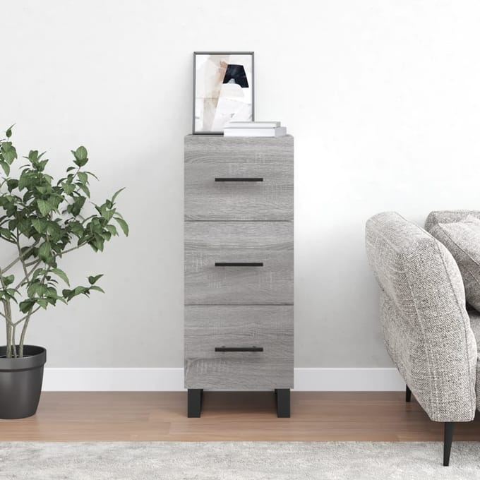 vidaXL - Dressoir - 34,5x34x90 - cm - bewerkt - hout - grijs - sonoma - eikenkleurig