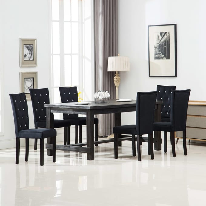 vidaXL - Eetkamerstoelen - 6 - st - fluweel - zwart