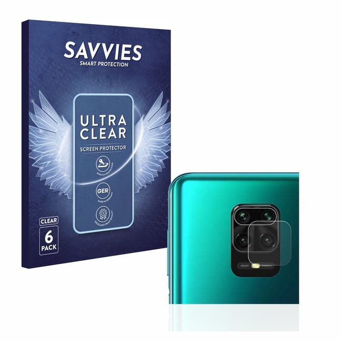 Savvies - Screenprotector voor Xiaomi Redmi Note 9S / 9 Pro (ALLEEN Camera) - Folie Beschermfolie transparant 6 Stuks