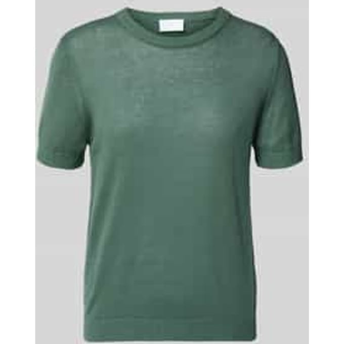 Gebreid shirt van linnenmix met ronde halsuitsnijding