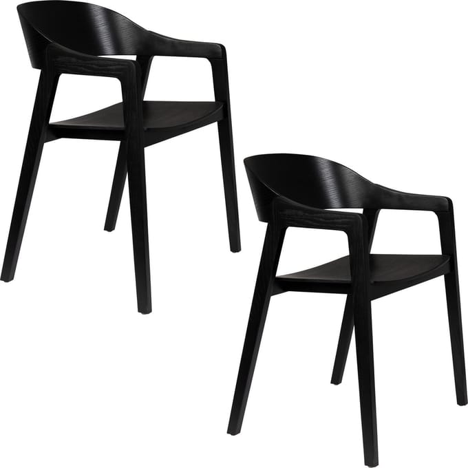Dutchbone Westlake Eetkamerstoelen Armleuning Zwart - Set van 2
