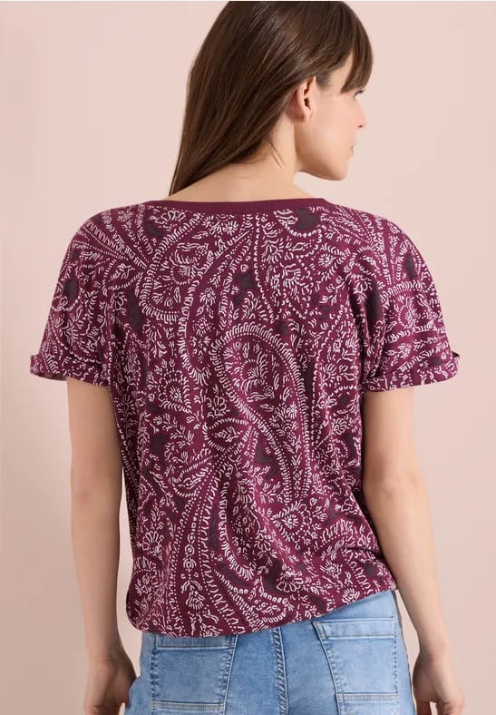 Shirt met gespleten hals en paisleypatroon