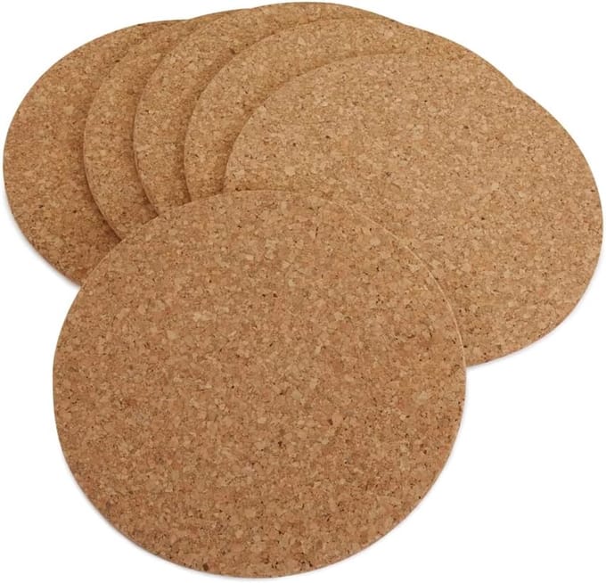 Glasonderzetters Kurk Rond - 10 CM - Set 6 stuks