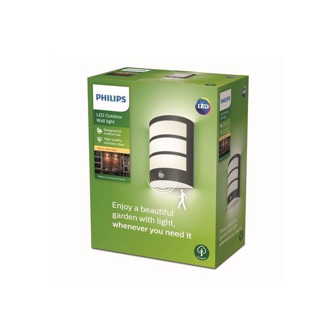 Philips Python outdoor wall lamp with sensor 6W 2700K anthracite