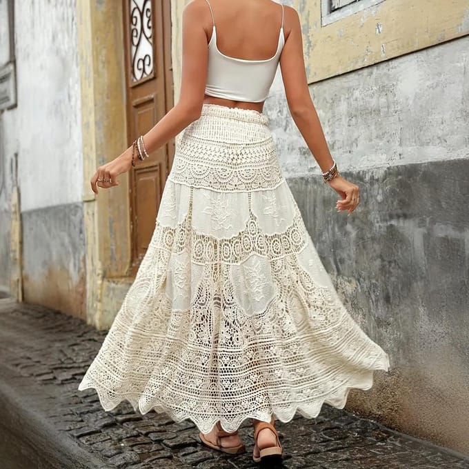 Nieuwste rok effen kleur dames gebreide holle kant slingerjurk one size white