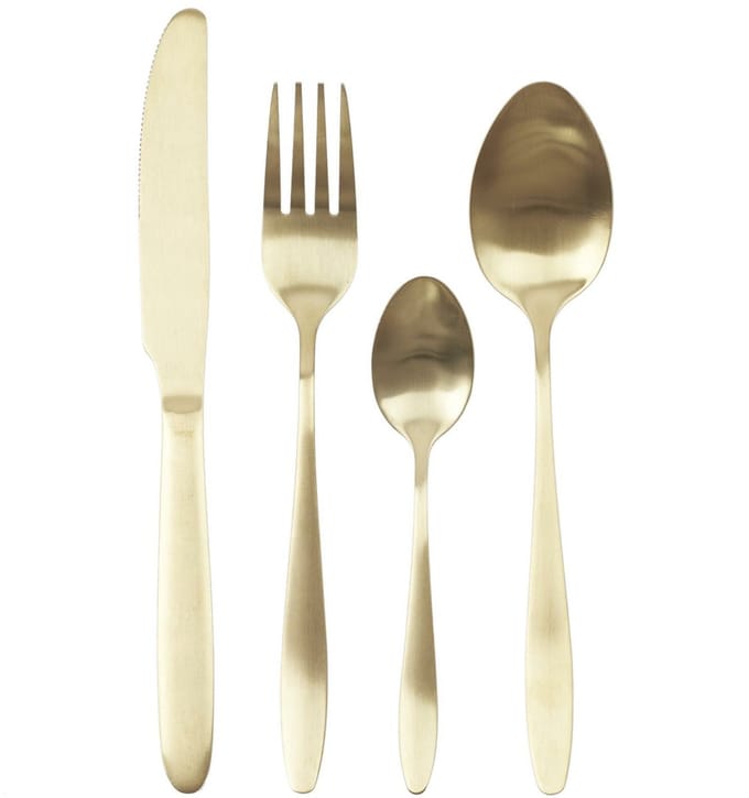 Home Deco Factory Bestekset Tableware Collection - 16 delig - goud - RVS - 4 personen