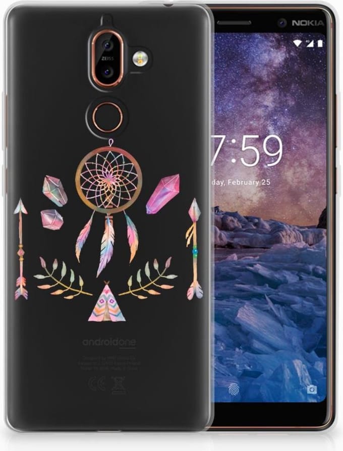 Nokia 7 Plus Telefoonhoesje met Naam Boho Dreamcatcher