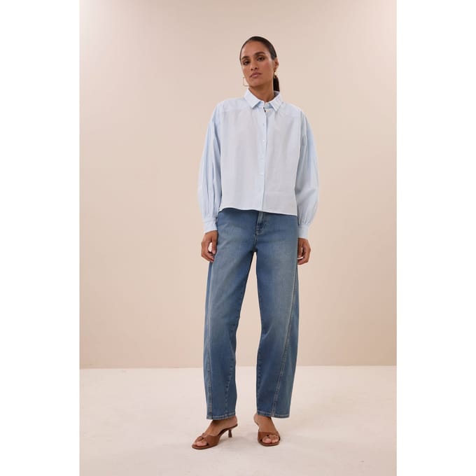 By-Bar Sarah Chambray Blouse Light Blue Größe: XS | Longsleeves Outlet | Damen | Blau