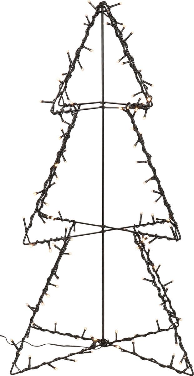 Anna's Collection Verlichte 3D kerstboom - 77 cm - zwart - metaal - 120 led lampjes - warm wit