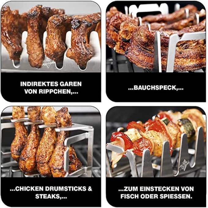Support à brochettes en acier inoxydable pour barbecue white