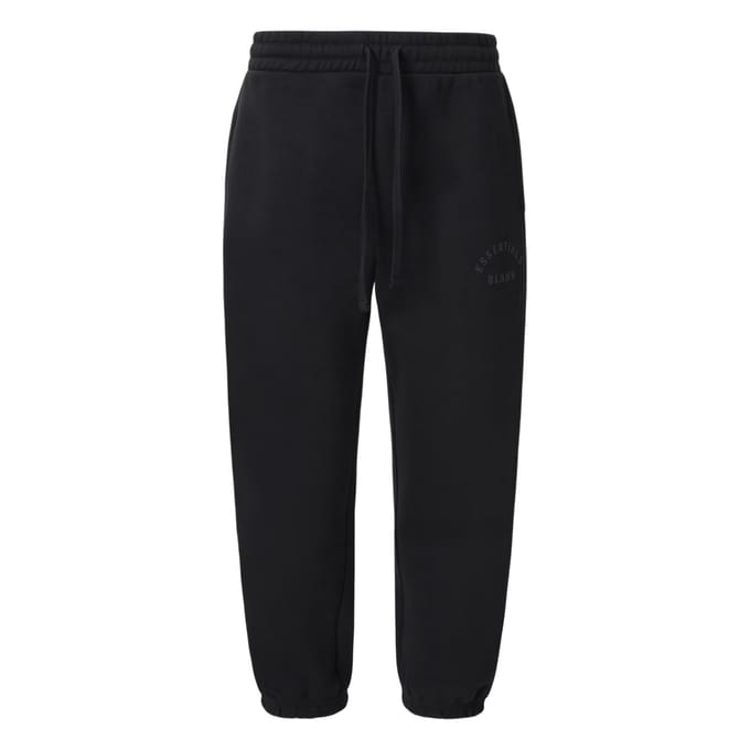 Blank Essentials Joggingbroek voor heren met gebogen logo (Zwart)