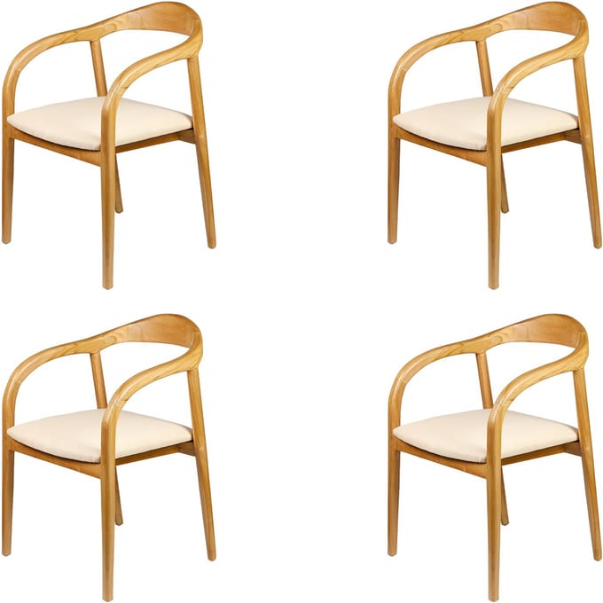 Gestoffeerde stoel - eetstoel eetkamerstoel – eetkamer stoelen voor eettafel - hout beige