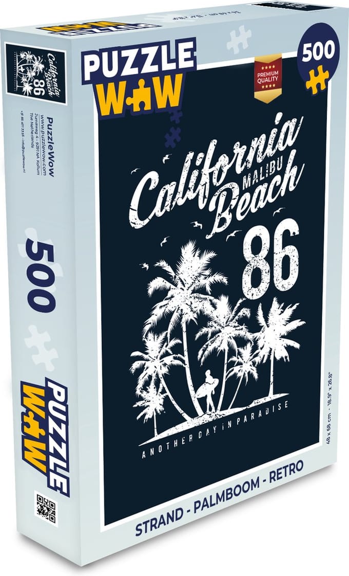Puzzel Strand - Palmboom - Retro - Legpuzzel - Puzzel 500 stukjes