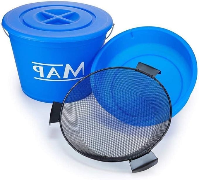 MAP 4 PIECE MIXING BAIT BUCKET Deksel BOWL & RIDDLE - CARP MATCH FISHING