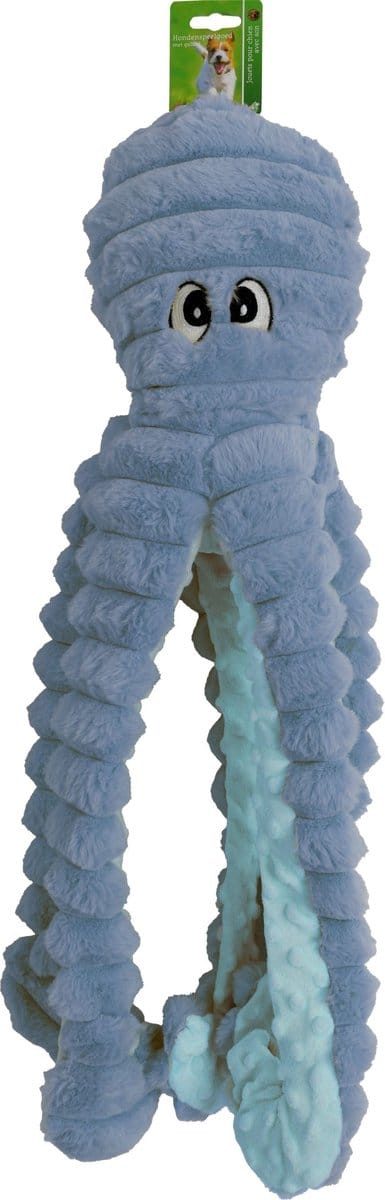 Boon hond speelgoed octopus corduroy met piep blauw 65cm - 1 stuk