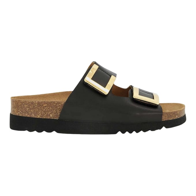 SCHOLL MONTEREY 2 STRAPS AD Lea-W Dames Muiltjes - Black - Maat 37