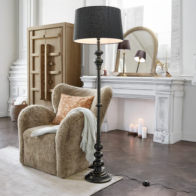 LOBERON Staande lamp Reville antiekzwart