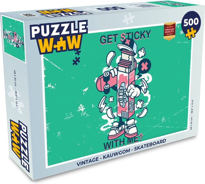 Puzzel Vintage - Kauwgom - Skateboard - Legpuzzel - Puzzel 500 stukjes