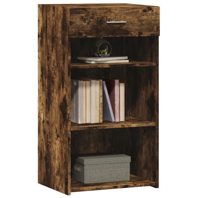 vidaXL - Dressoir - 50x42,5x93 - cm - bewerkt - hout - gerookt - eikenkleurig