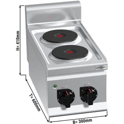 GGM Gastro Elektroherd - 4 kW - 2 Platten Rund Zilver