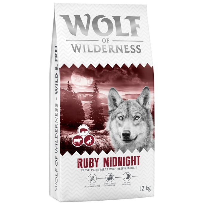 Wolf of Wilderness "Ruby Midnight" Rund & Konijn - graanvrij - 12 kg Nieuw Recept