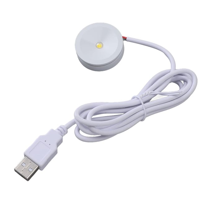 2 Sets Mini Spotlight 5V 1W USB LED Rond Oogvriendelijk met 4.3ft Draad Sieraden Display Verlichting white