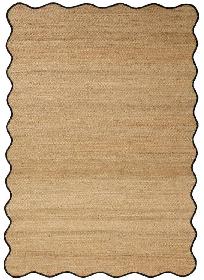 Jute vloerkleed scallop wafelstructuur naturel/antraciet Mrcarpet