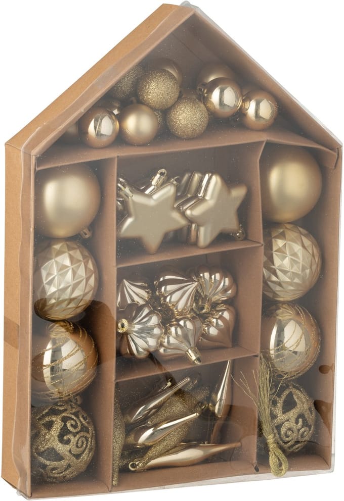 J-Line kerstbal - kunststof - goud - doos van 50