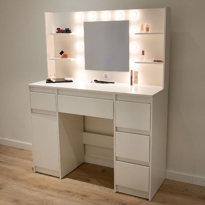Milton & Oldbrook Kaptafel met LED-verlichting Nora Wit
