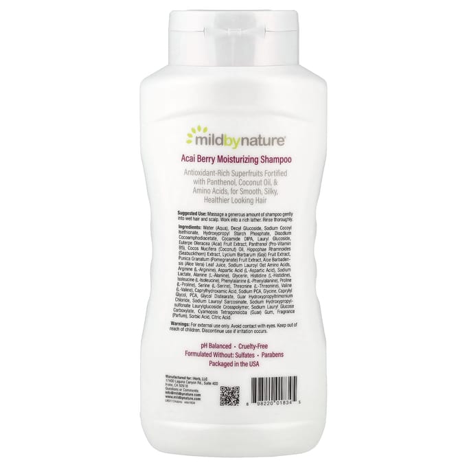 Mild By Nature, Acai Berry Moisturizing Shampoo, 16 fl oz (473 ml) white