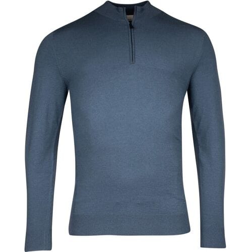 Thomas Maine Trui Uni Color Half Zip Single Knit Storm Sky / male