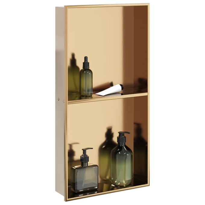 vidaXL - Douchenis - 32x62x9 - cm - roestvrijstaal - geborsteld - goudkleurig