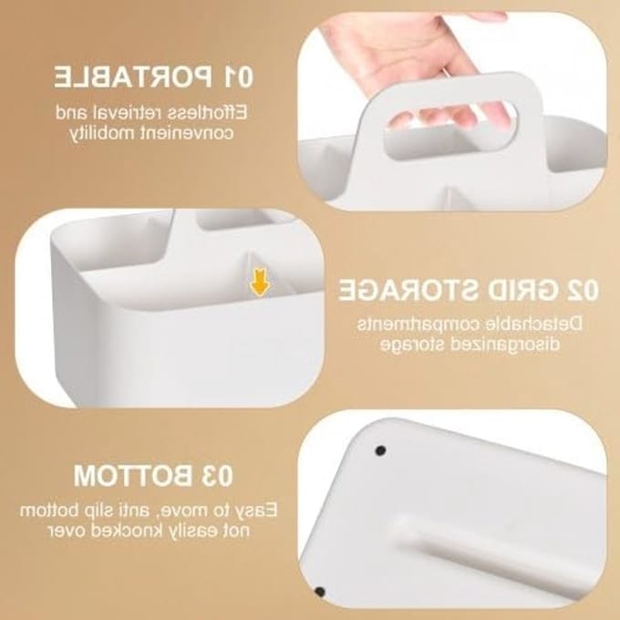 Stackbare Multifunctionele Opbergmand voor Make-up, Badkamer en Kantoor - Plastic Organizer met Handvat