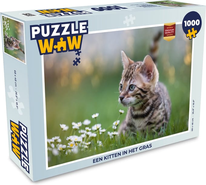 Puzzel Een kitten in het gras - Legpuzzel - Puzzel 1000 stukjes volwassenen