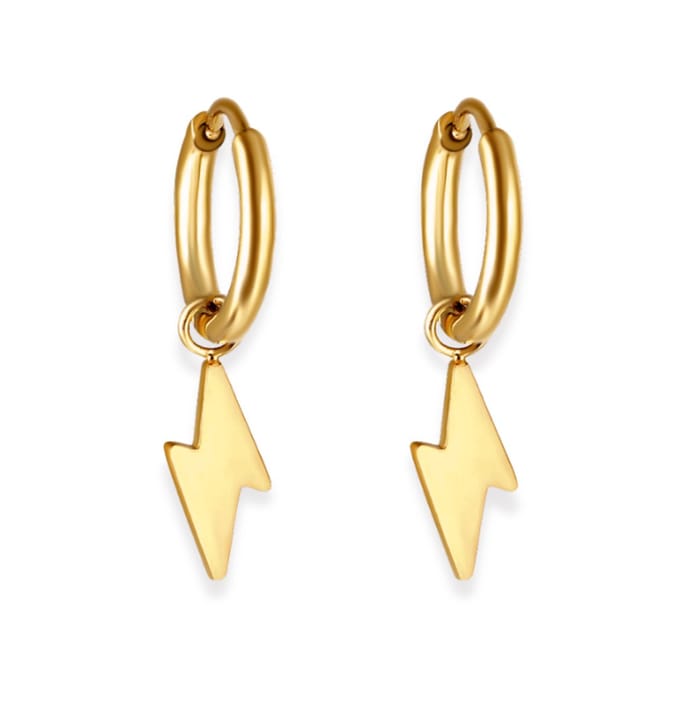 Oorringen Bliksem | Stainless Steel Goud