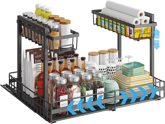Omgoods - 2-Laags Uitbreidbaar Keukenorganiser in Zwart