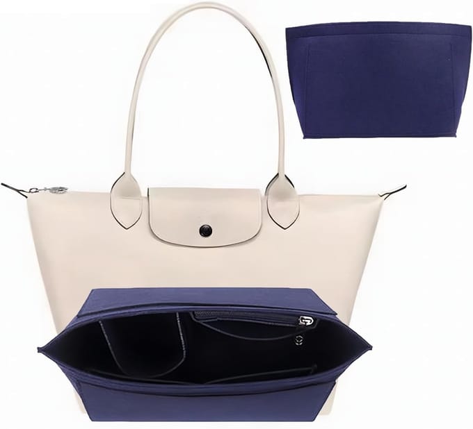 Tasorganizer met meerdere vakken - ruime organizer voor handtas (Blauw, M)