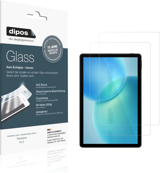 dipos – 2x Pantserfolie geschikt voor Pockam P11 | 9H Screenprotector