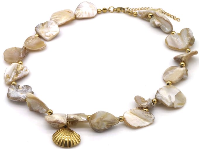 Statement Ketting – RVS – Schelpendesign – 40-45cm – Natural