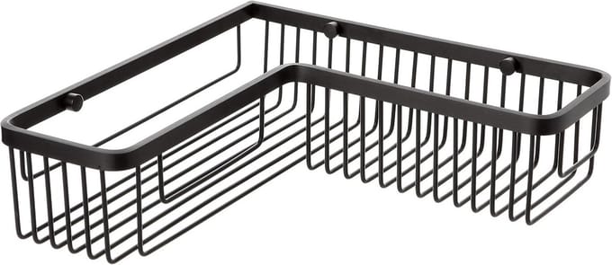 Rechthoekige hoekopbergmand aluminium zwart