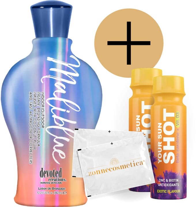 Devoted Creations - Maliblue + 2 Your Sun Shots + 2 Verfrissingsdoekjes