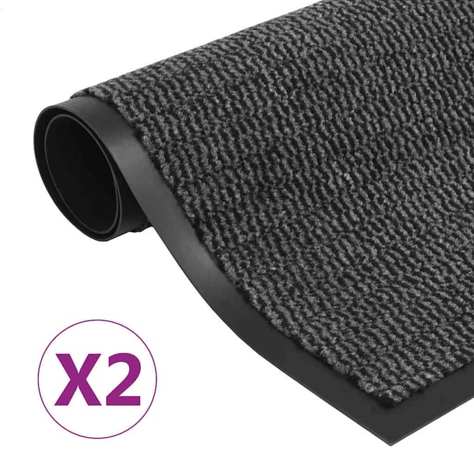 vidaXL - Droogloopmatten - 2 - st - rechthoekig - getuft - 80x120 - cm - antraciet
