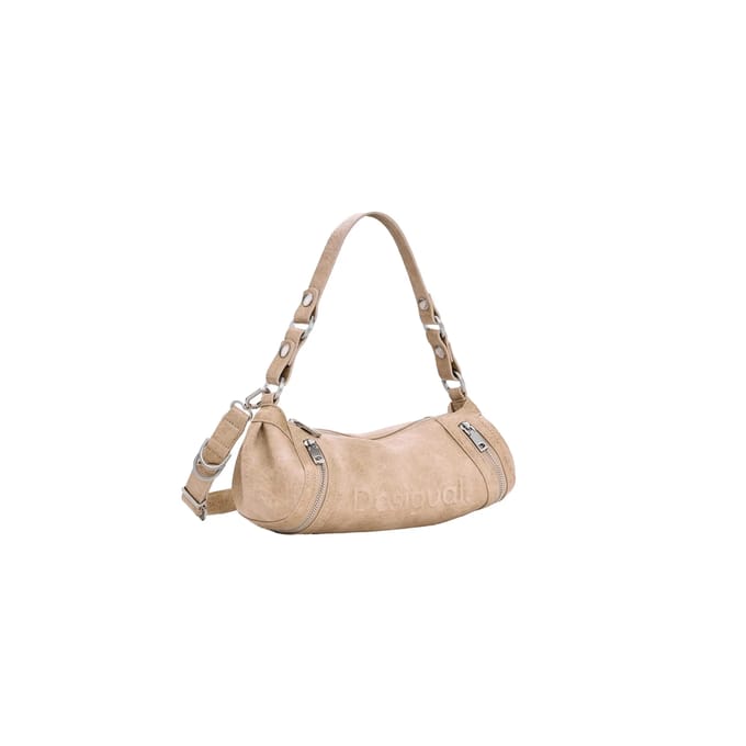Desigual schoudertas Half Logo Zarau Crossbody Bag Beige Crude