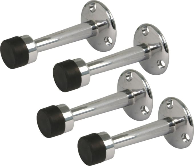 AMIG Deurstopper/deurbuffer - 4x - 75mm - muurbevestiging - verchroomd messing
